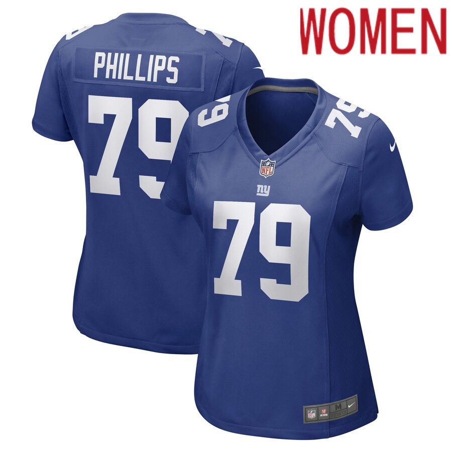 Women New York Giants 79 Tyre Phillips Nike Royal Game Player NFL Jersey